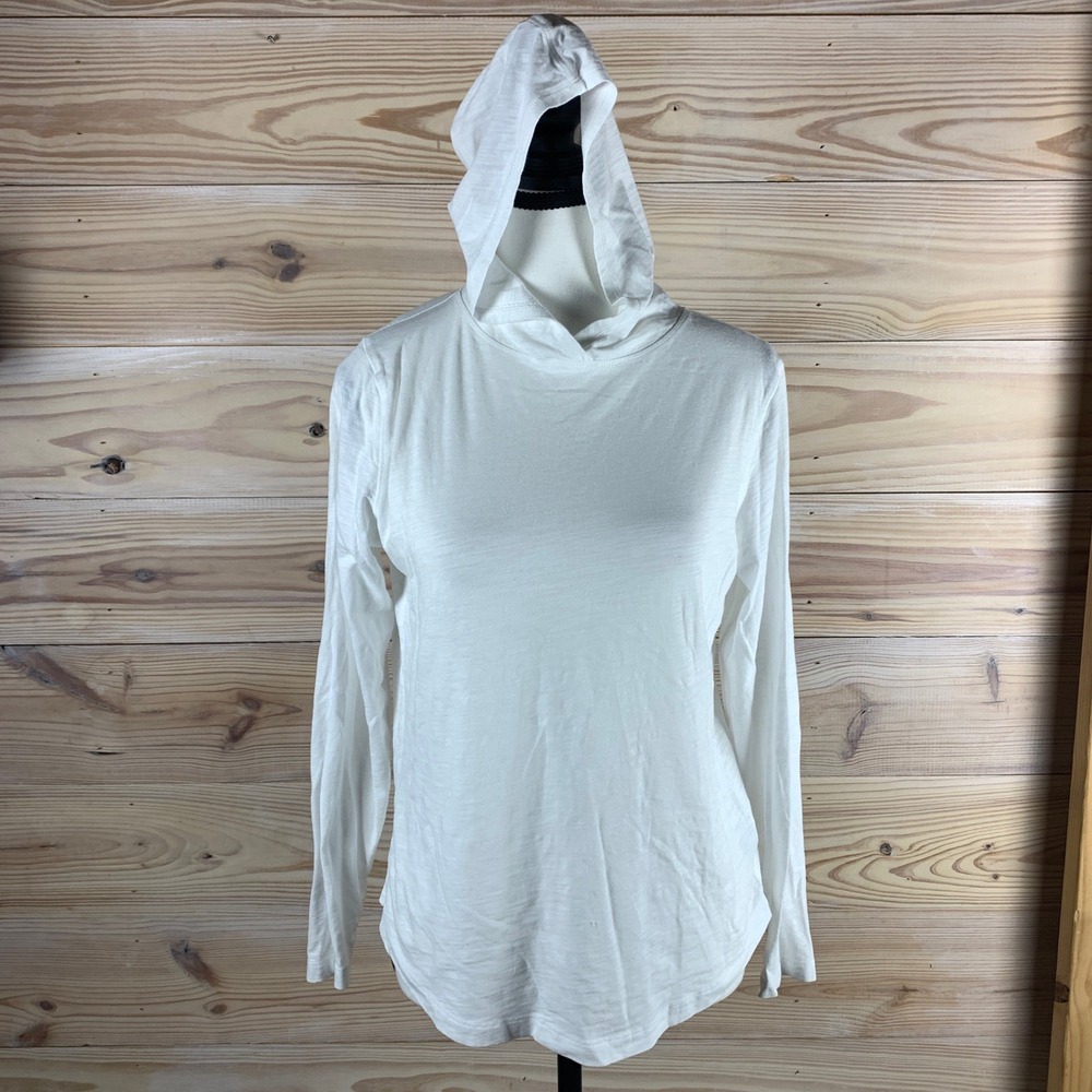 Tasc Performance Hoodie Womens S White Slub BamCo Organic Cotton Bamboo Top